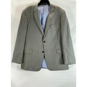 TOMMY HILFIGER Men's Grey Sharkskin Modern-Fit Wool Two-Button Suit Jacket SZ44R
